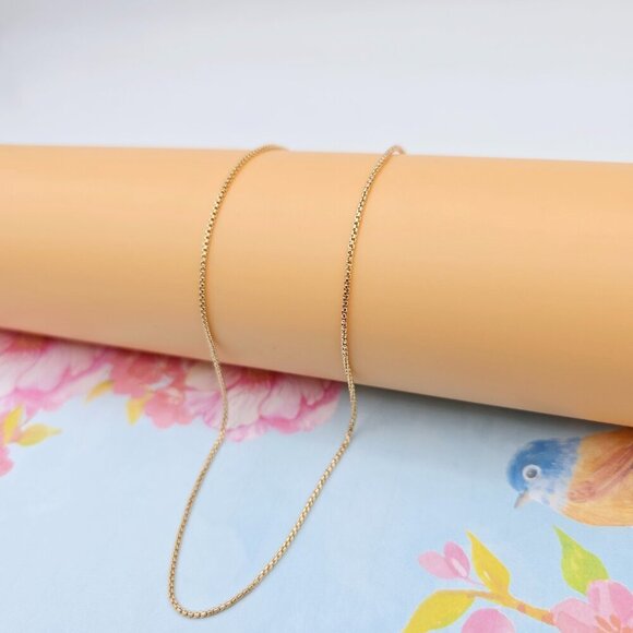 Classic Box Chain Rose Gold Necklace, 18 Inch, Gold Plated Brass, XPNL0111 - Picture 1 of 12